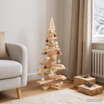 Houten kerstboom KOTKA 90 cm Massief grenenhout Natuurlijk