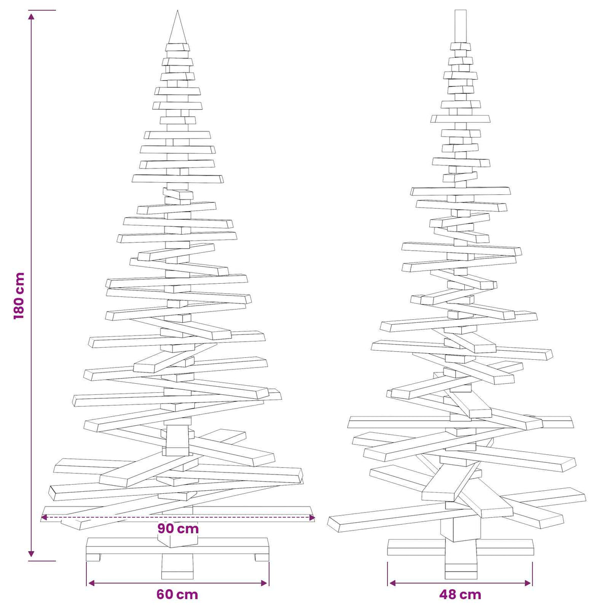 Houten kerstboom KOTKA 180 cm Massief grenenhout Natuurlijk