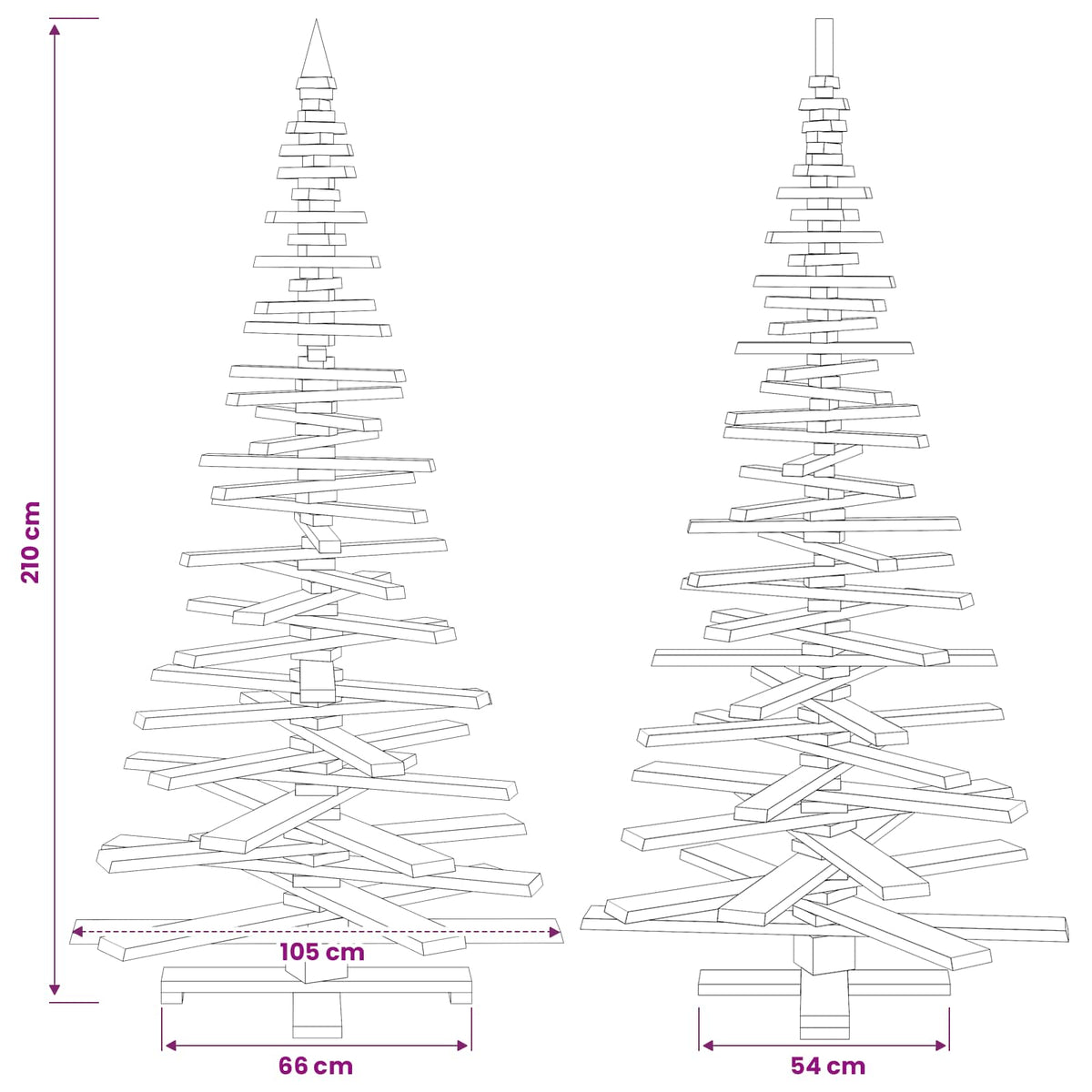 Houten kerstboom KOTKA 210 cm Massief grenenhout Natuurlijk