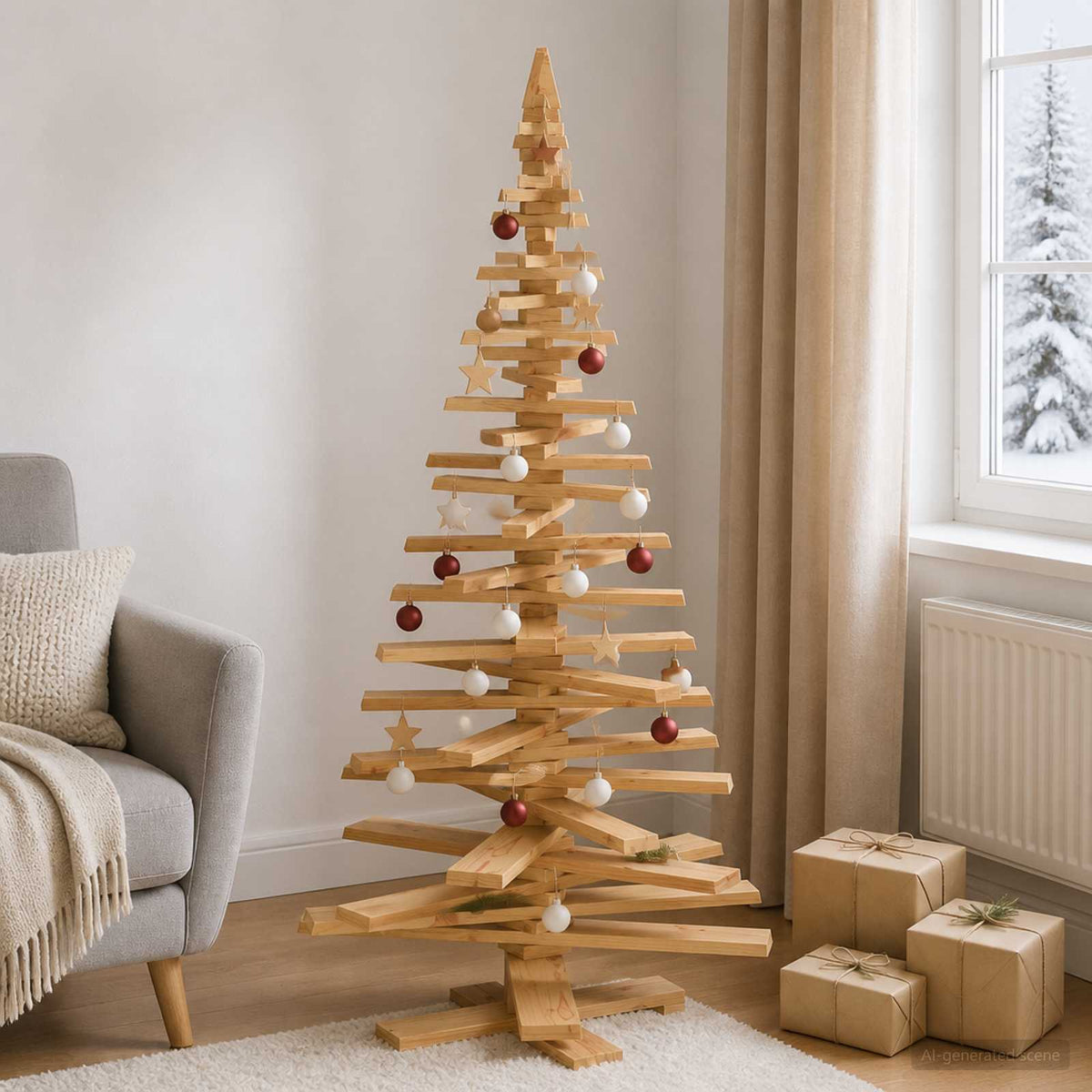 Houten kerstboom KOTKA 180 cm Massief grenenhout