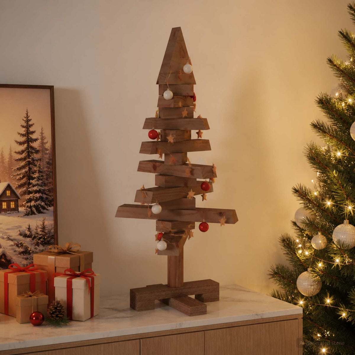 Houten kerstboom KOTKA 60 cm Massief grenenhout