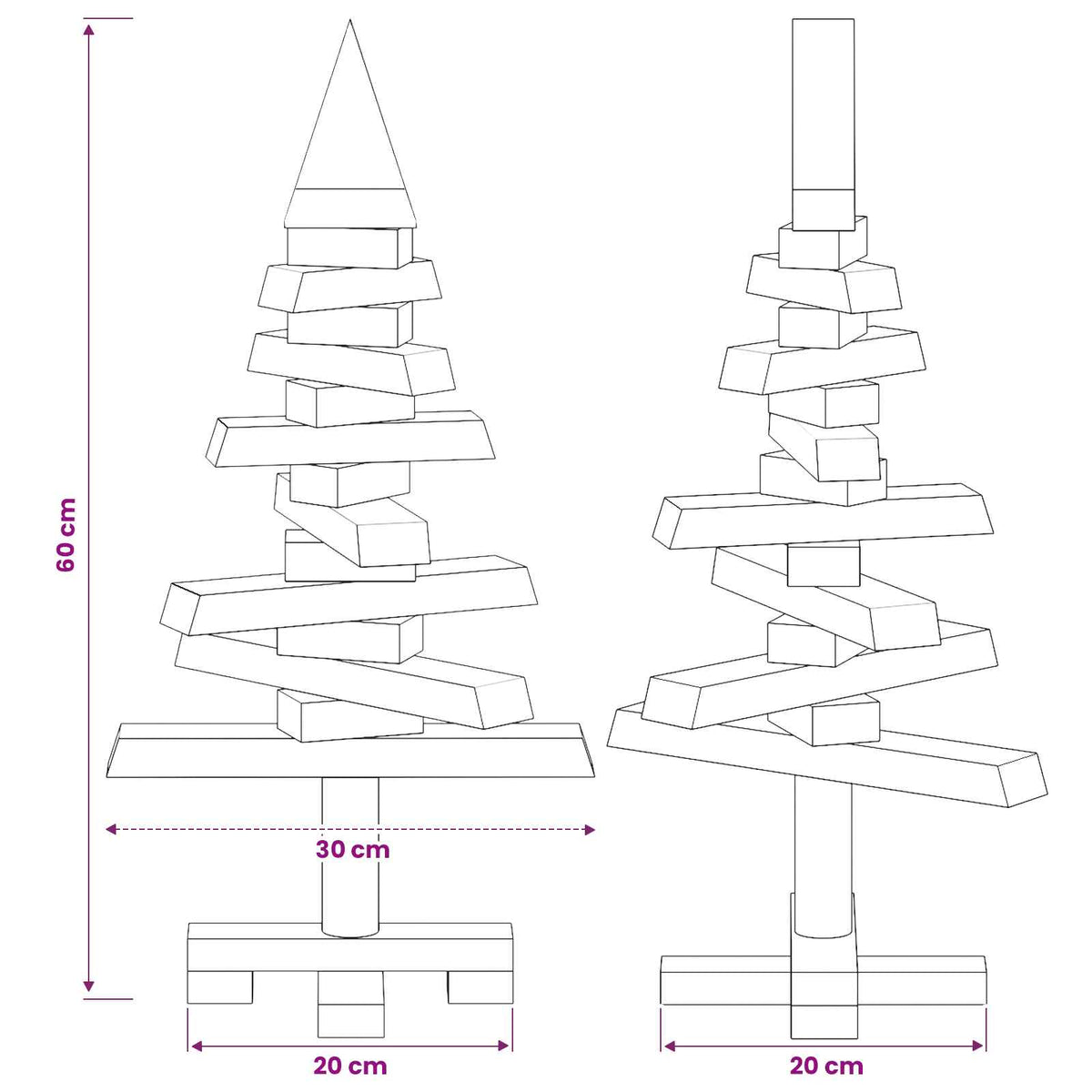 Houten kerstboom KOTKA 60 cm Massief grenenhout