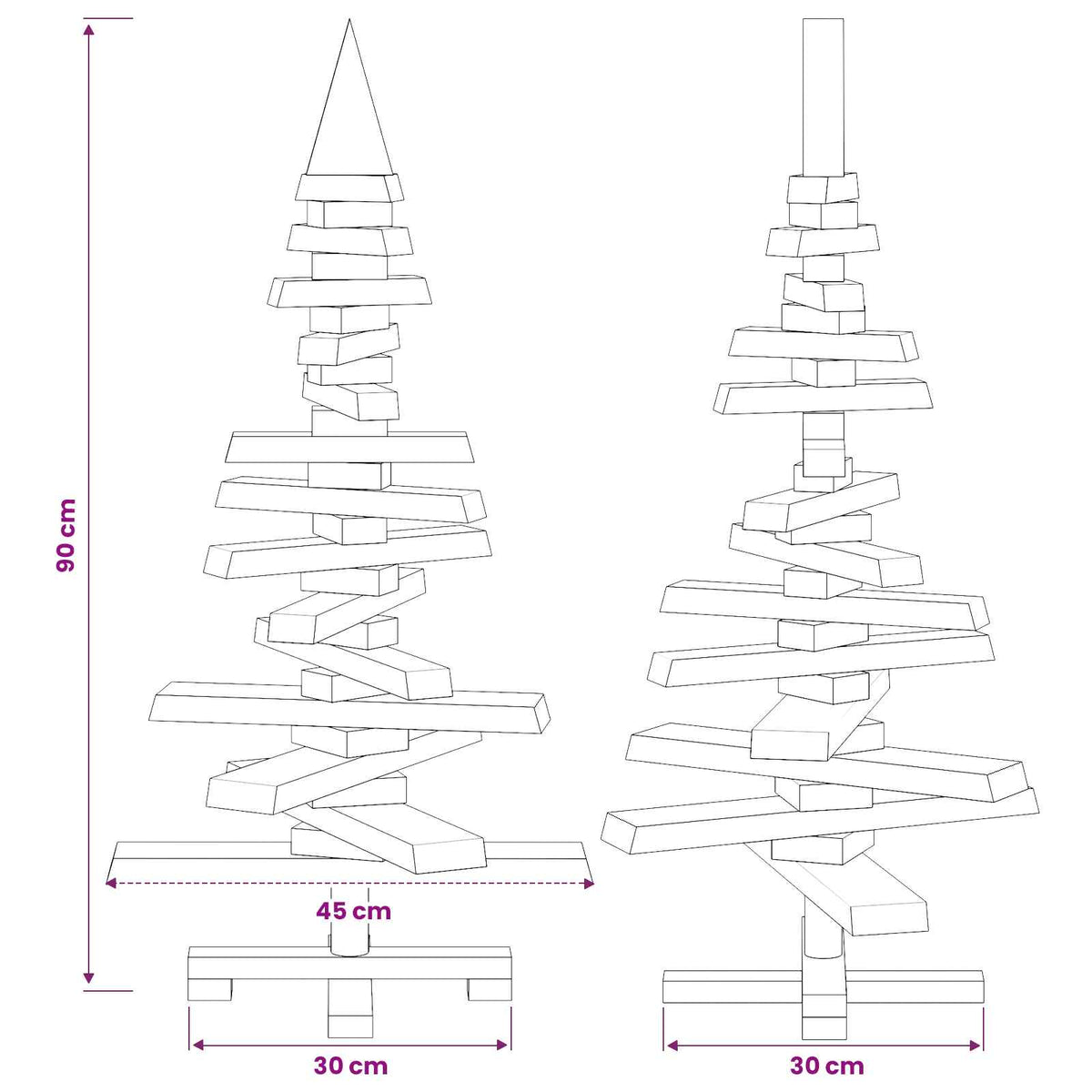 Houten kerstboom KOTKA 90 cm Massief grenenhout