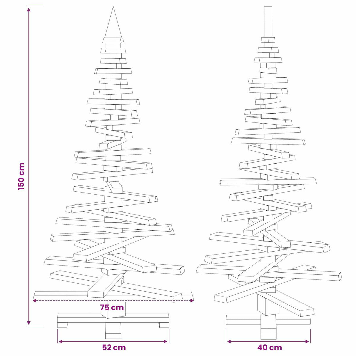 Houten kerstboom KOTKA 150 cm Massief grenenhout