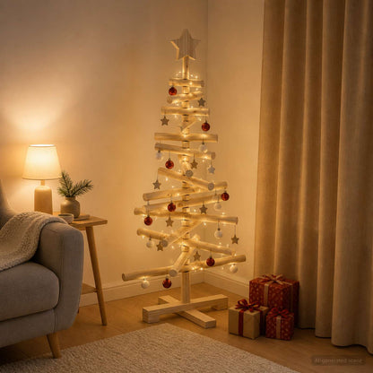 Houten kerstboom KOTKA 90 cm Massief grenenhout Natuurlijk