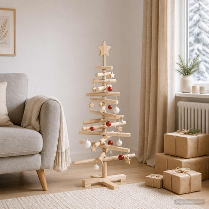 Houten kerstboom KOTKA 90 cm Massief grenenhout Natuurlijk