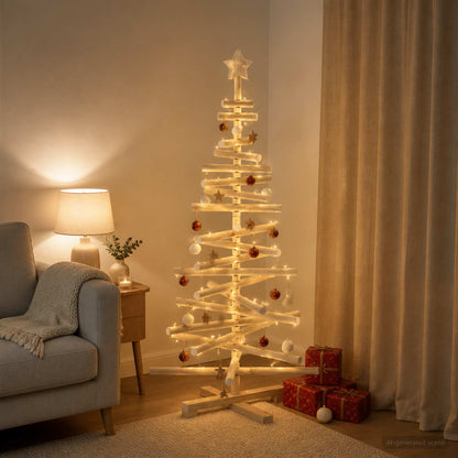 Houten kerstboom KOTKA 120 cm Massief grenenhout Natuurlijk