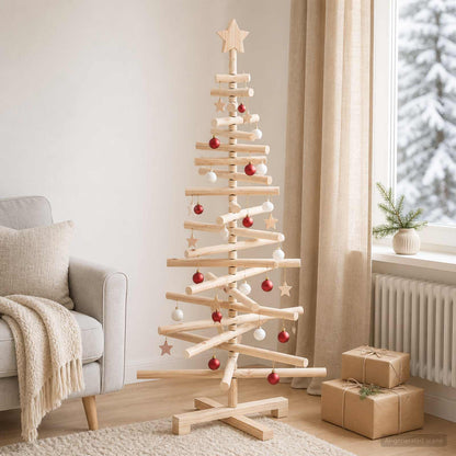 Houten kerstboom KOTKA 120 cm Massief grenenhout Natuurlijk