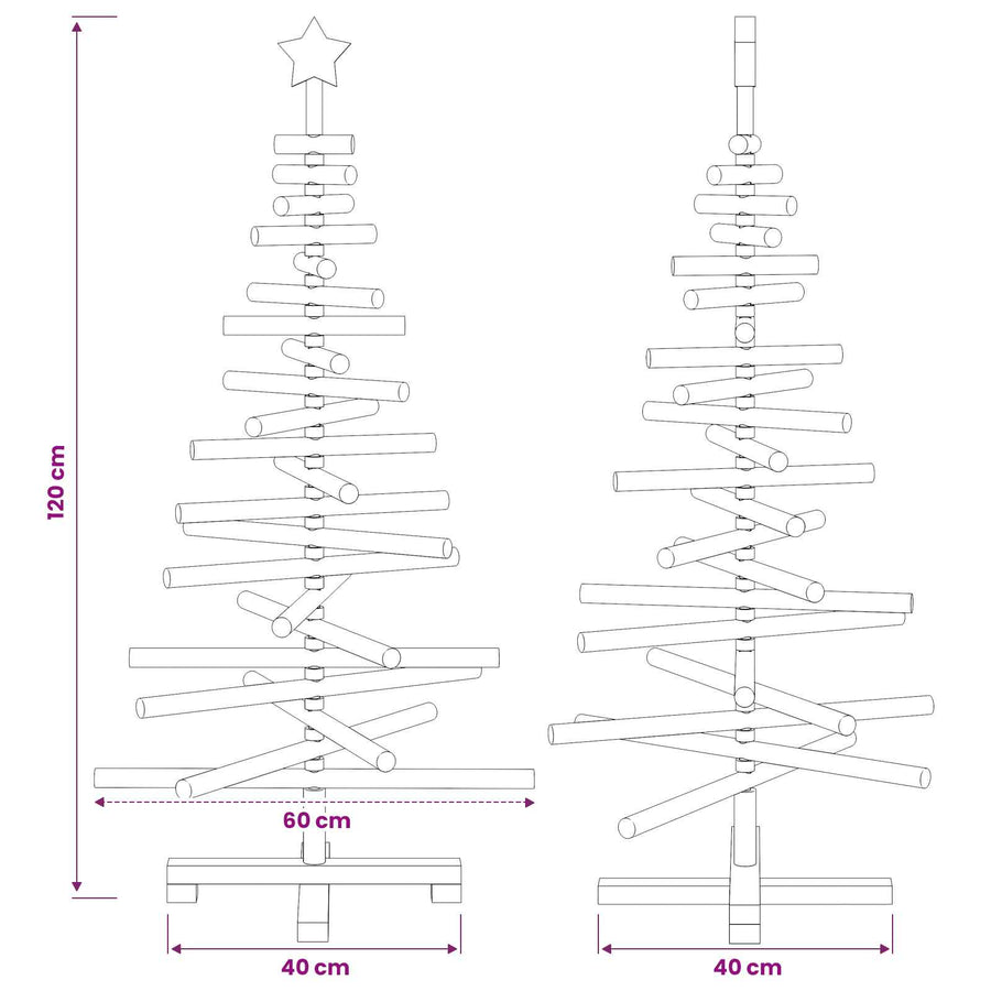 Houten kerstboom KOTKA 120 cm Massief grenenhout Natuurlijk