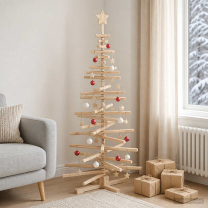 Houten kerstboom KOTKA 150 cm Massief grenenhout Natuurlijk