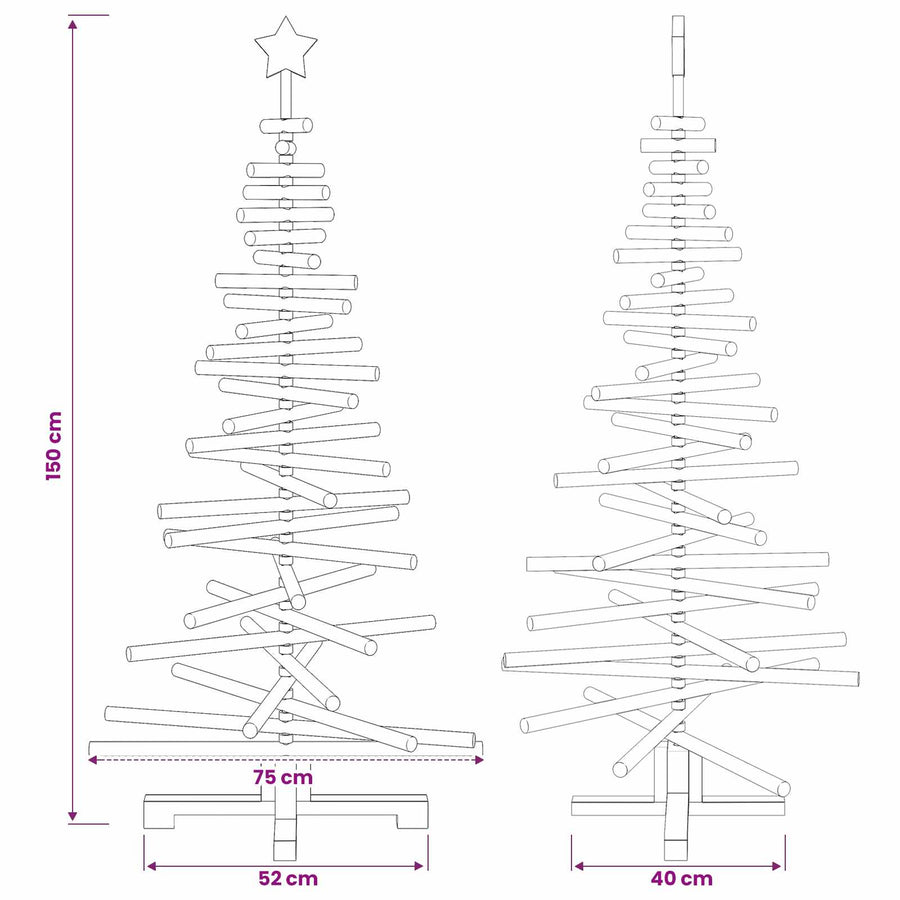 Houten kerstboom KOTKA 150 cm Massief grenenhout Natuurlijk
