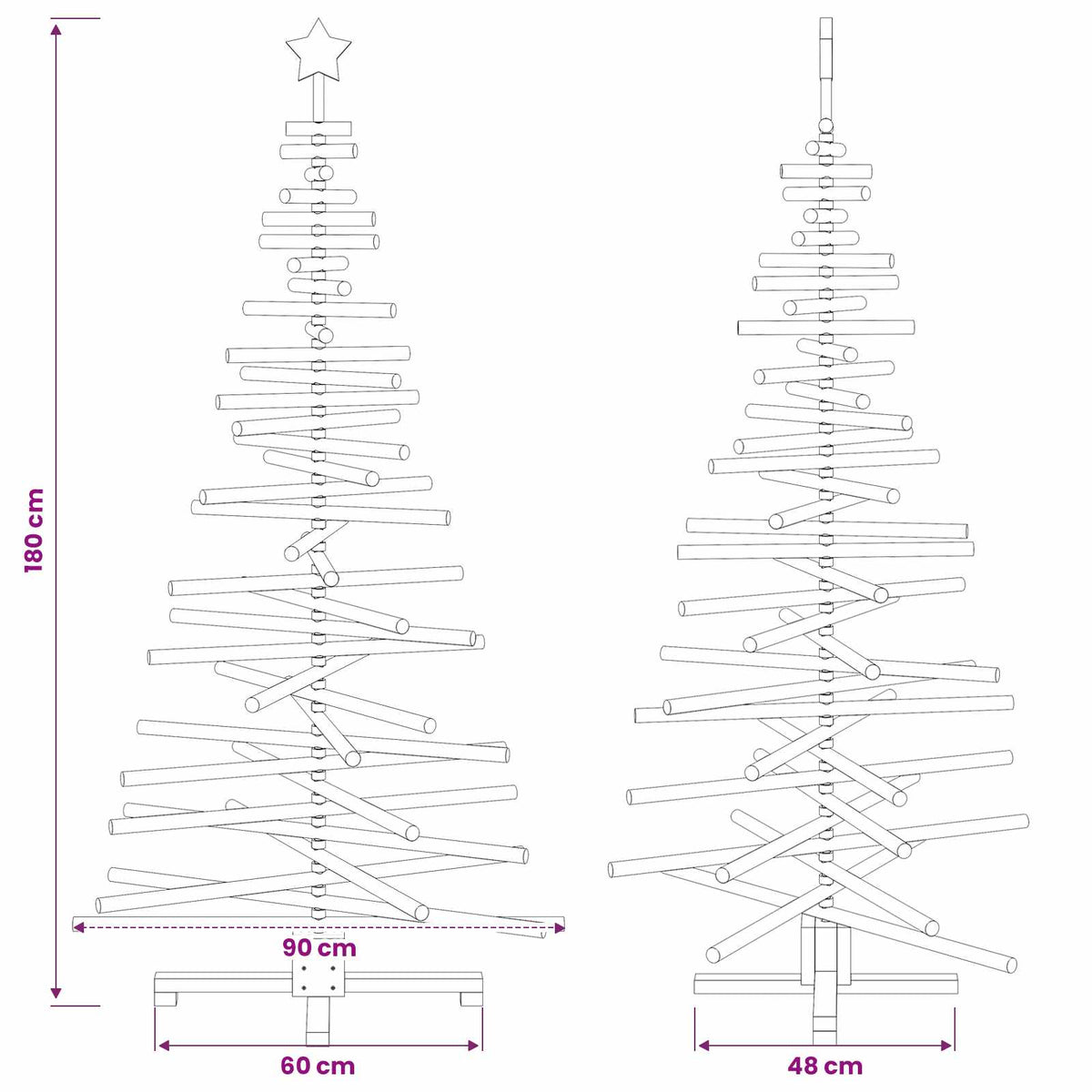 Houten kerstboom KOTKA 180 cm Massief grenenhout Natuurlijk