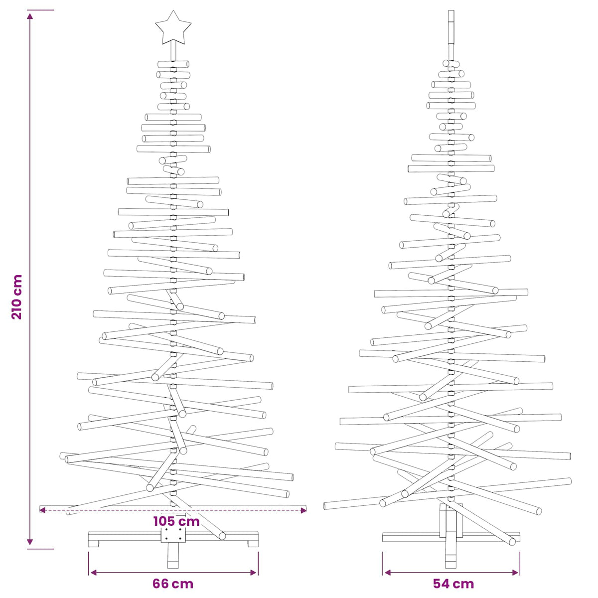 Houten kerstboom KOTKA 210 cm Massief grenenhout Natuurlijk