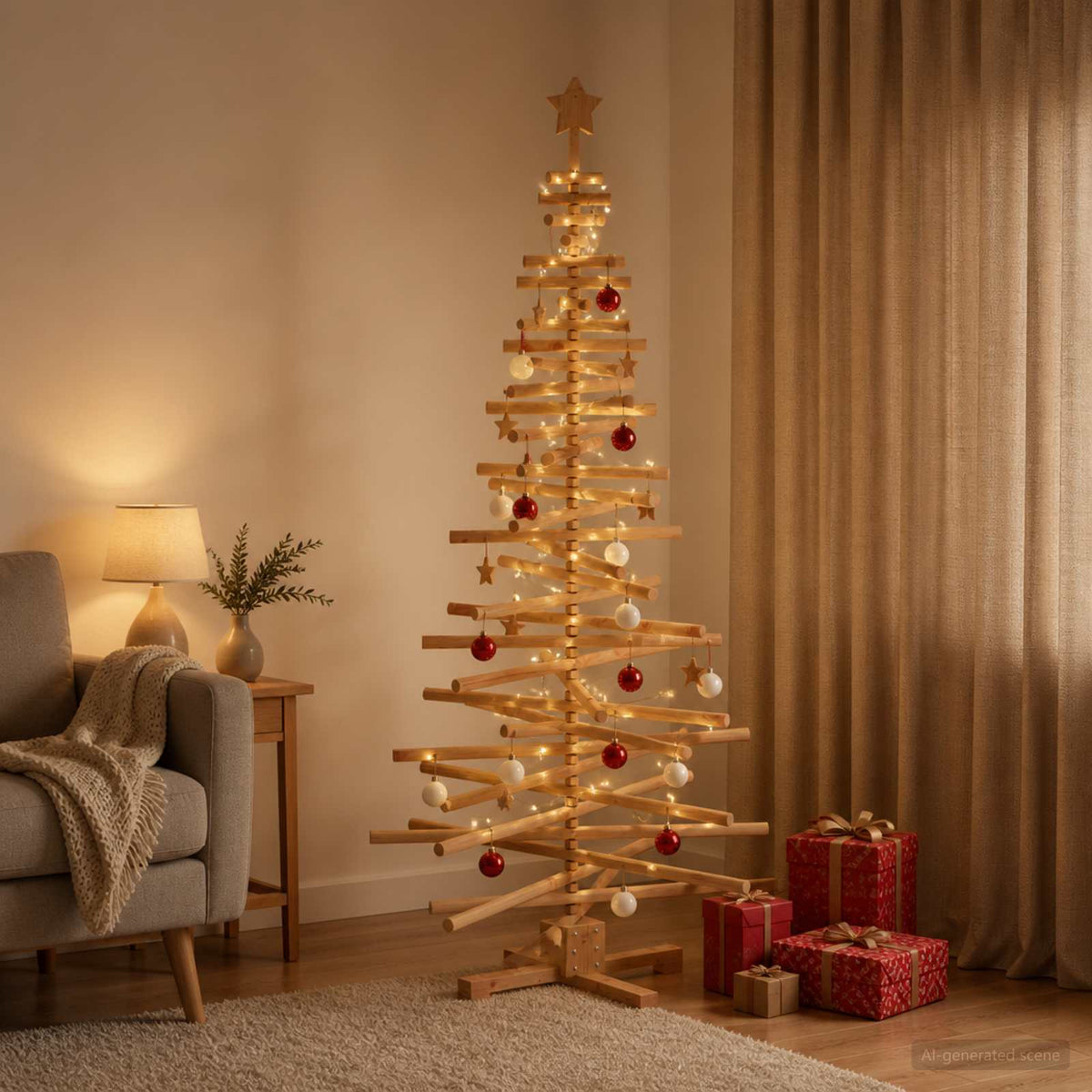 Houten kerstboom KOTKA 180 cm Massief grenenhout