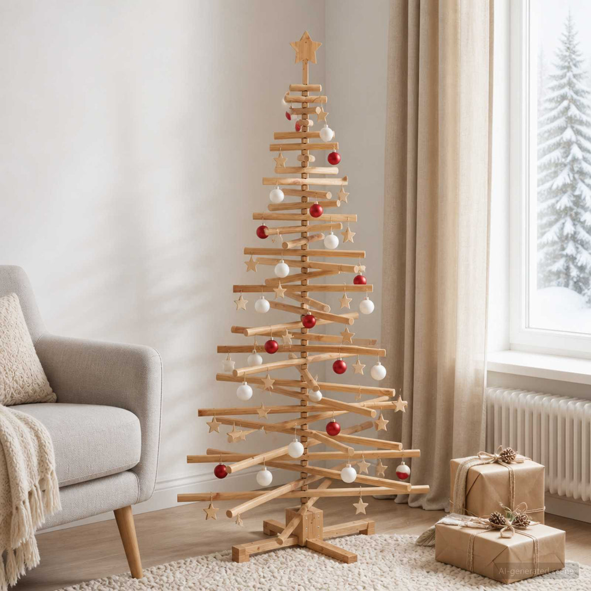 Houten kerstboom KOTKA 180 cm Massief grenenhout