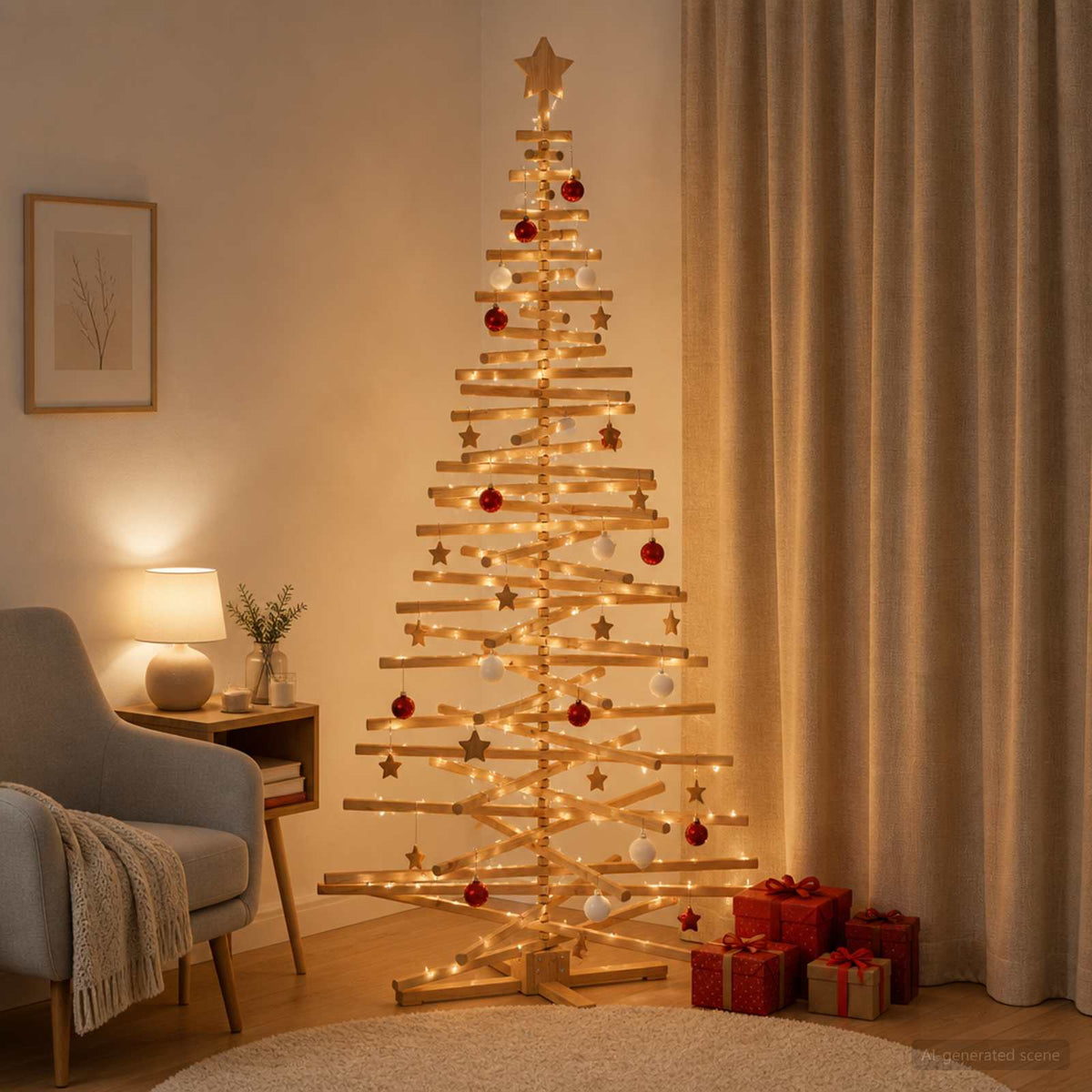 Houten kerstboom KOTKA 210 cm Massief grenenhout