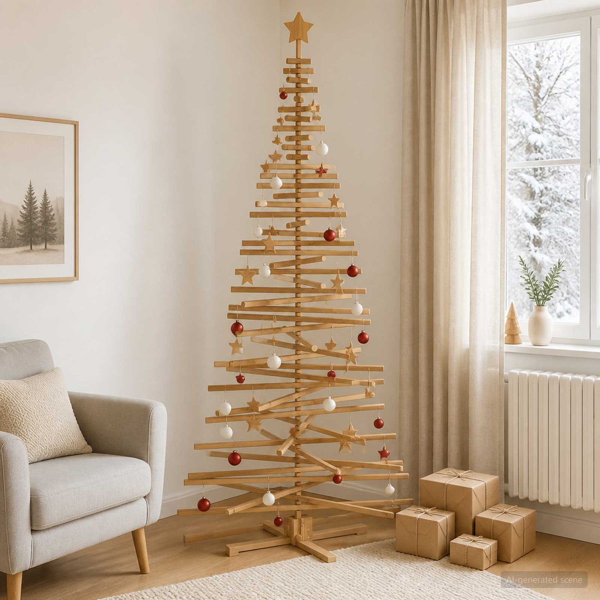 Houten kerstboom KOTKA 240 cm Massief grenenhout