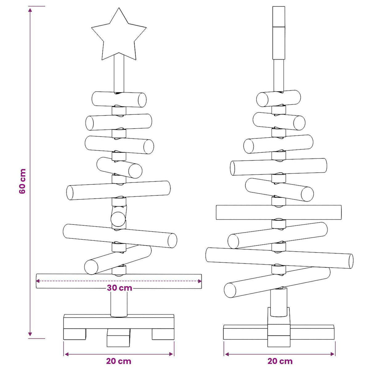 Houten kerstboom KOTKA 60 cm Massief grenenhout