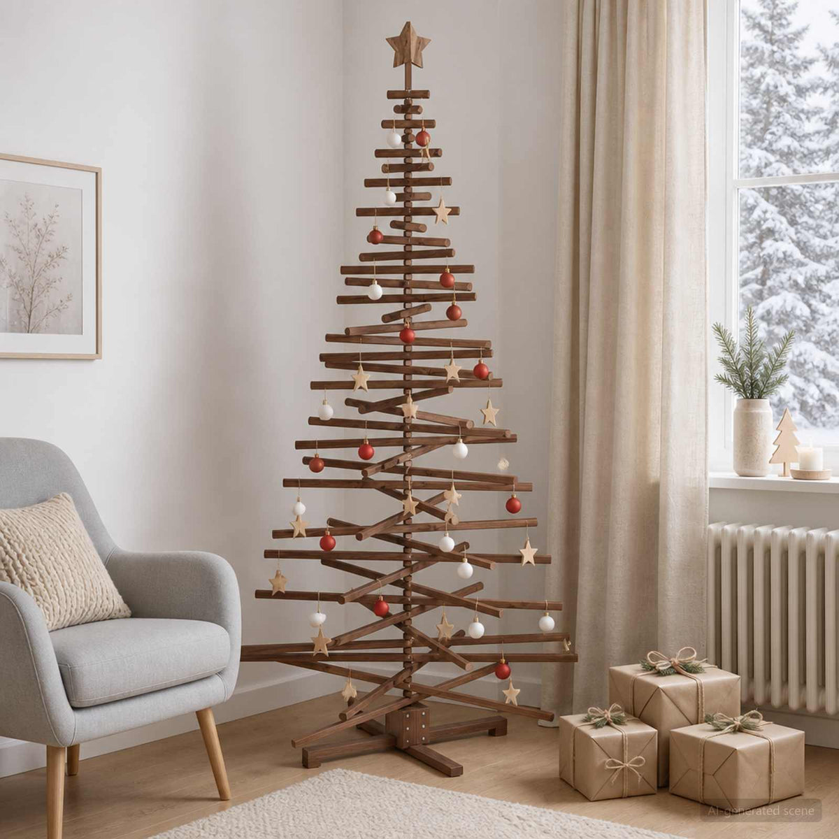 Houten kerstboom KOTKA 210 cm Massief grenenhout