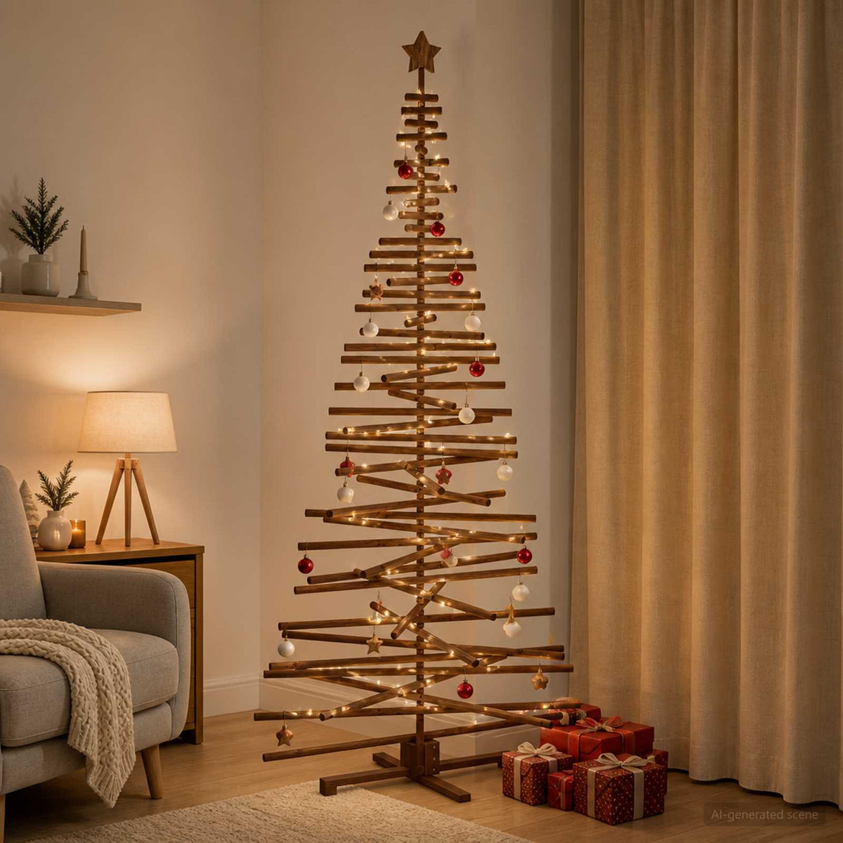 Houten kerstboom KOTKA 240 cm Massief grenenhout