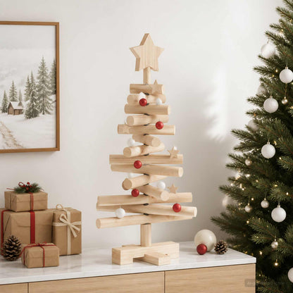 Houten kerstboom KOTKA 60 cm Massief grenenhout Natuurlijk