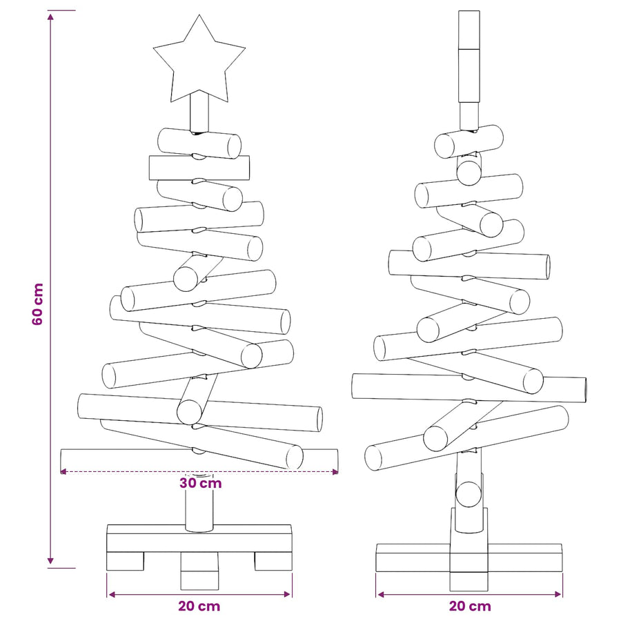 Houten kerstboom KOTKA 60 cm Massief grenenhout Natuurlijk