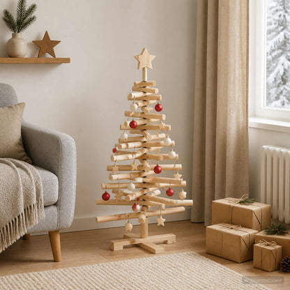 Houten kerstboom KOTKA 90 cm Massief grenenhout Natuurlijk