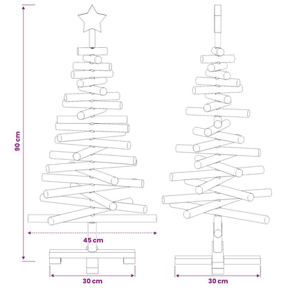 Houten kerstboom KOTKA 90 cm Massief grenenhout Natuurlijk