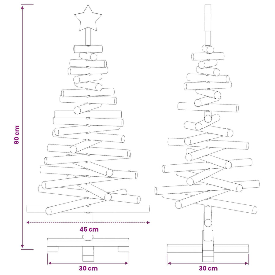 Houten kerstboom KOTKA 90 cm Massief grenenhout Natuurlijk