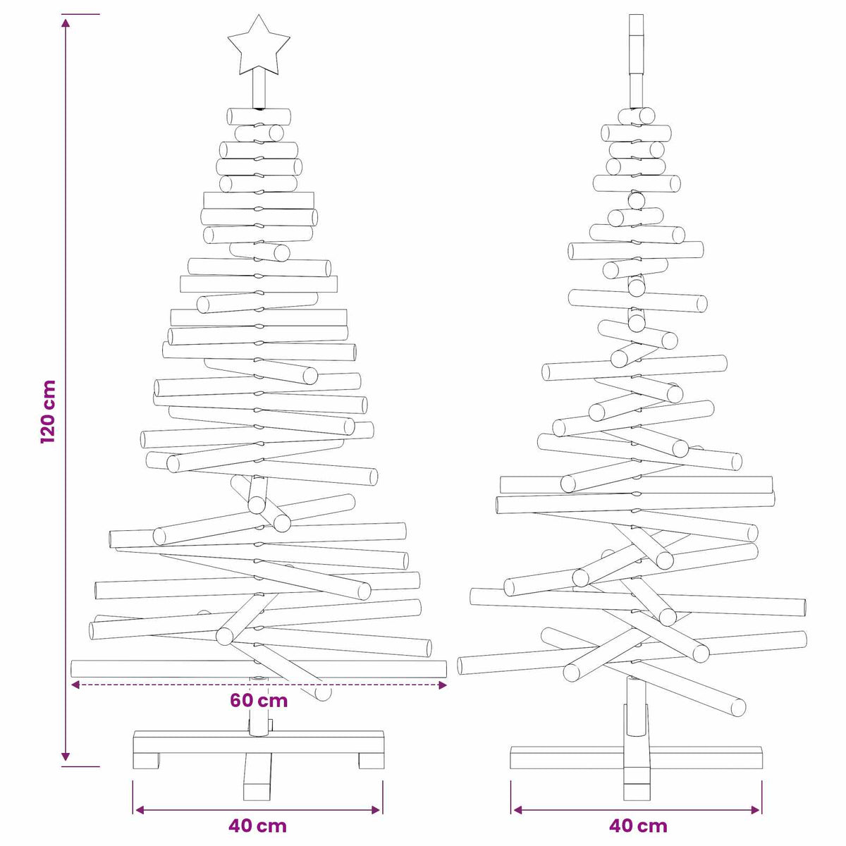Houten kerstboom KOTKA 120 cm Massief grenenhout Natuurlijk