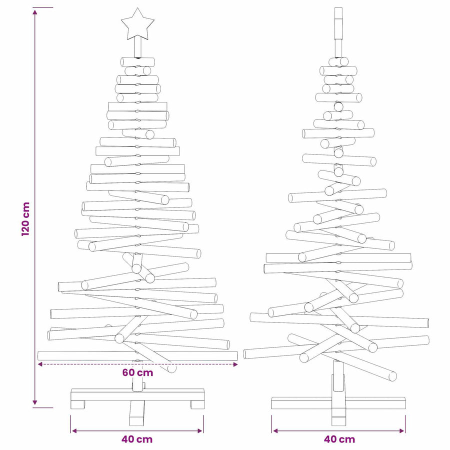 Houten kerstboom KOTKA 120 cm Massief grenenhout Natuurlijk