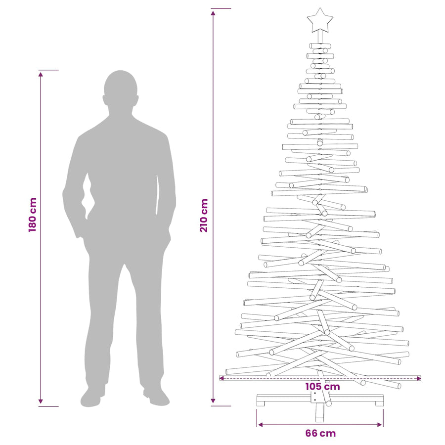 Houten kerstboom KOTKA 210 cm Massief grenenhout Natuurlijk