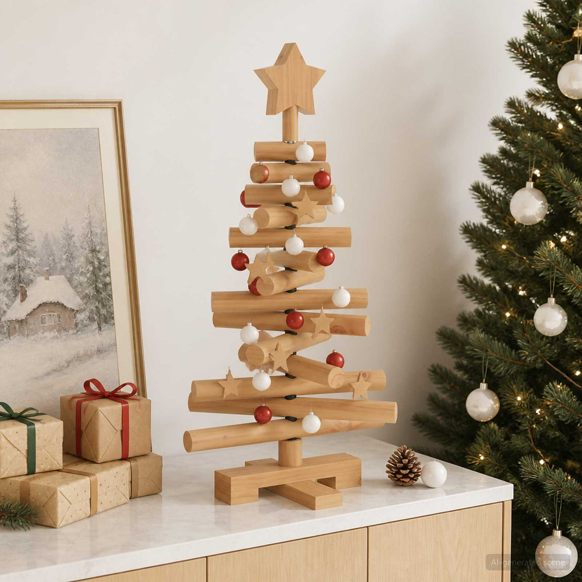 Houten kerstboom KOTKA 60 cm Massief grenenhout