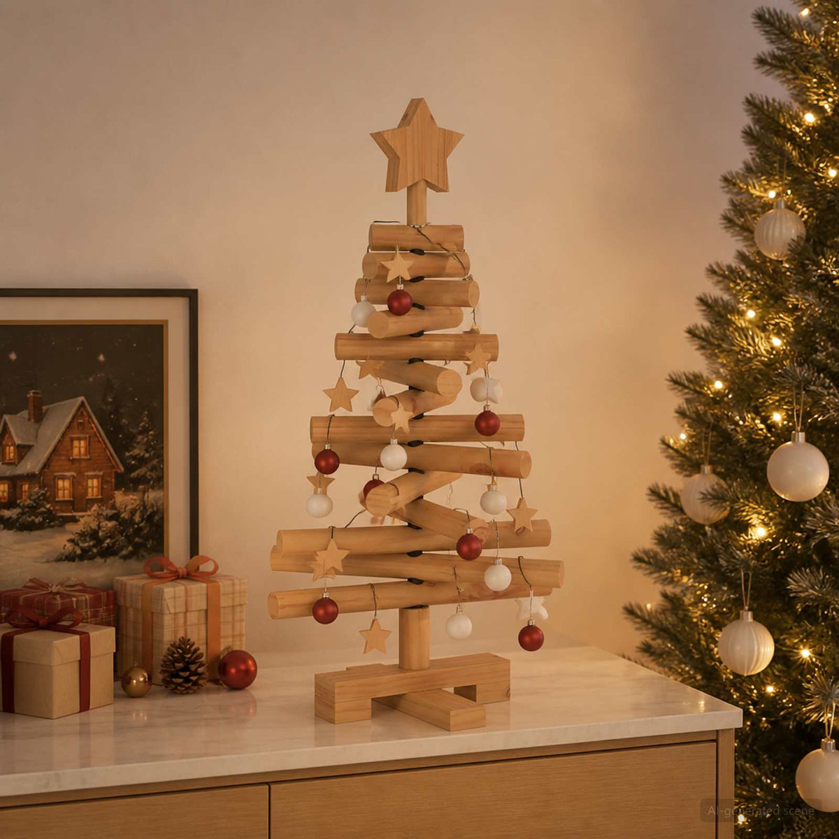 Houten kerstboom KOTKA 60 cm Massief grenenhout