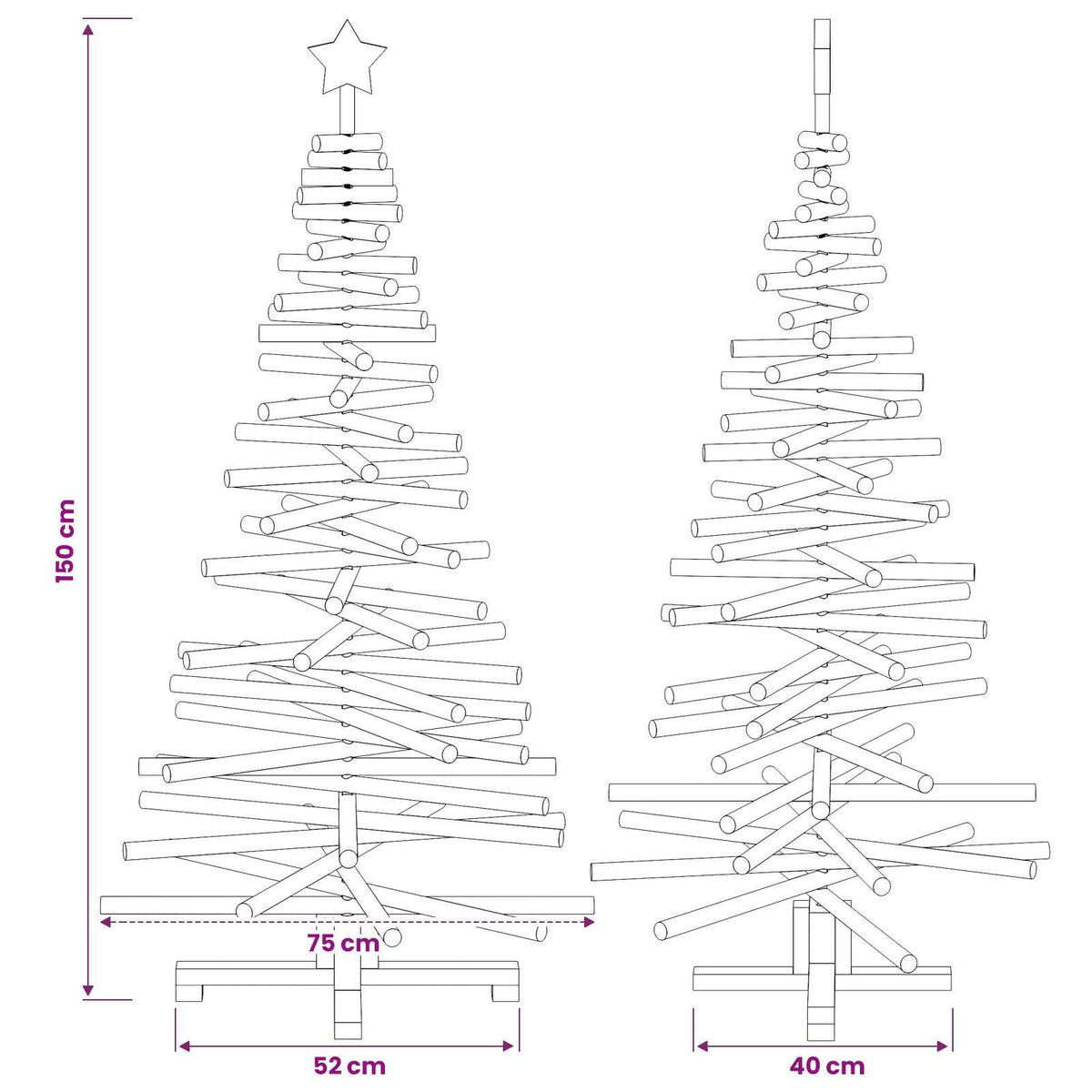 Houten kerstboom KOTKA 150 cm Massief grenenhout