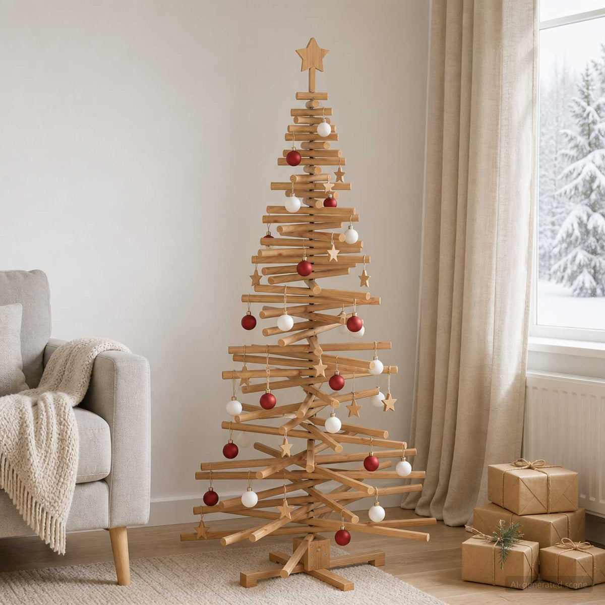 Houten kerstboom KOTKA 180 cm Massief grenenhout