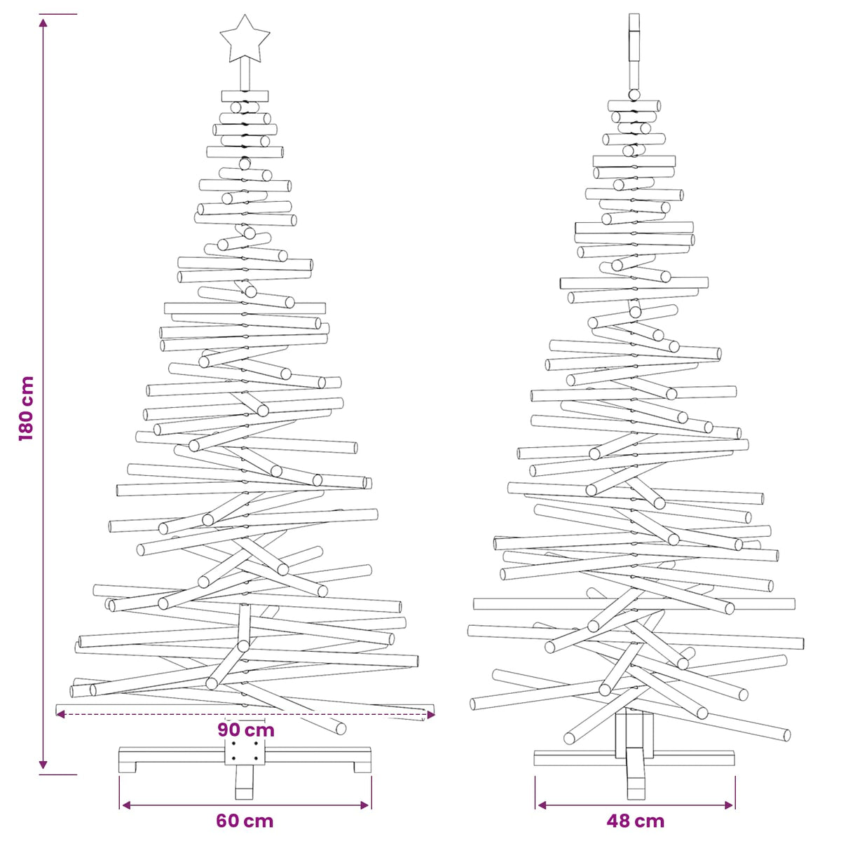 Houten kerstboom KOTKA 180 cm Massief grenenhout
