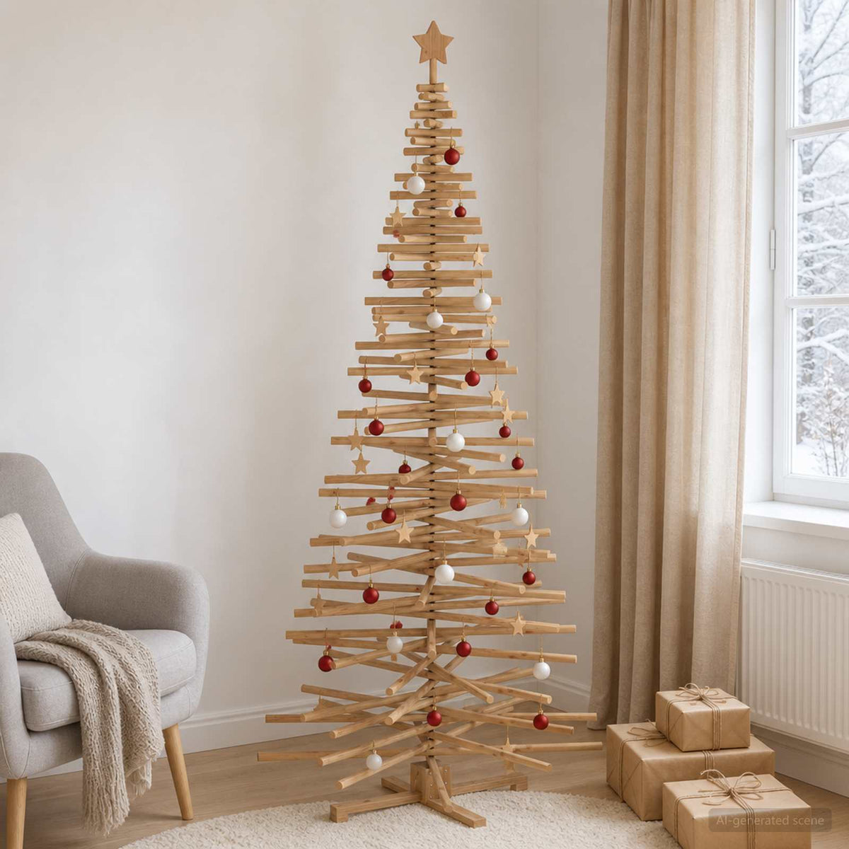 Houten kerstboom KOTKA 240 cm Massief grenenhout