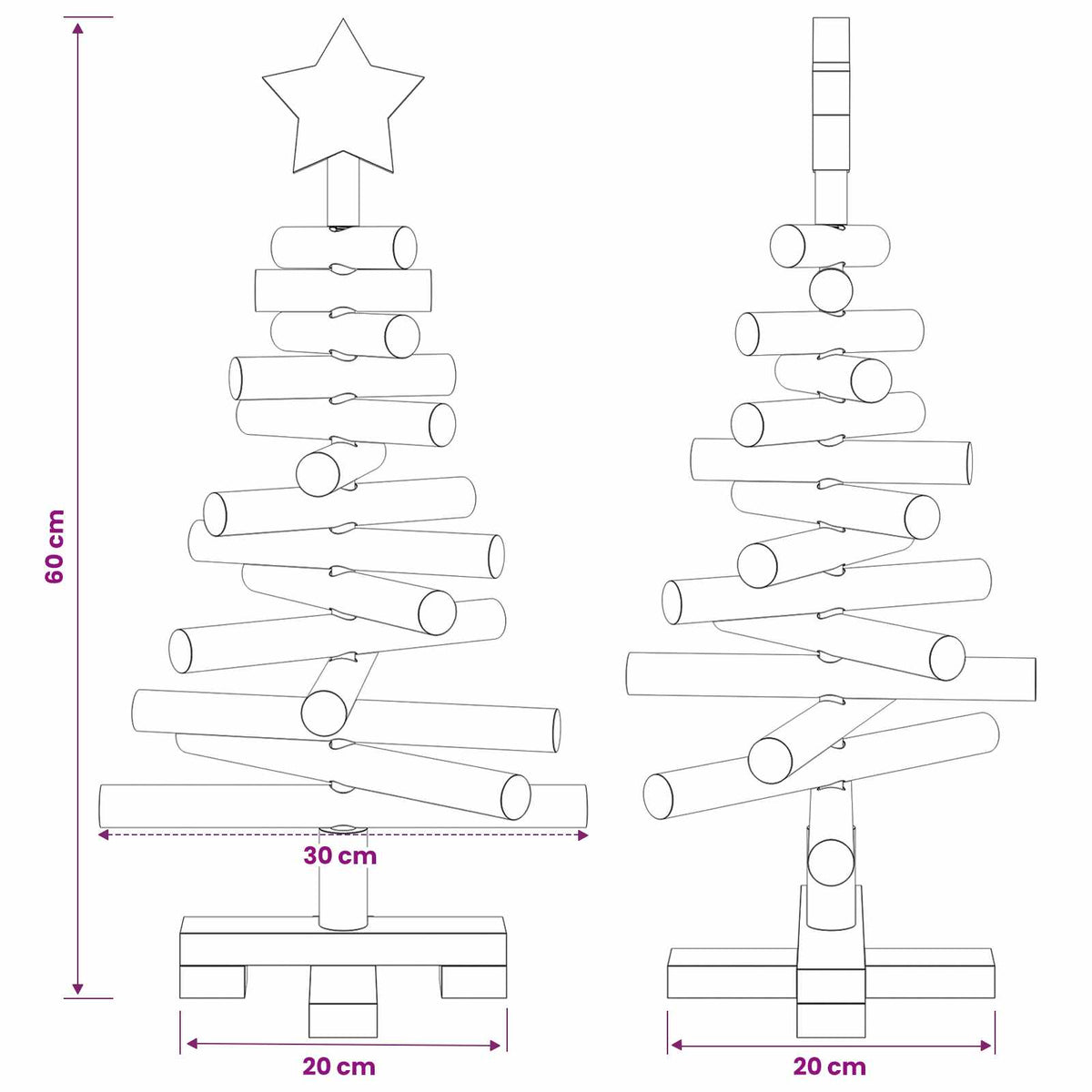 Houten kerstboom KOTKA 60 cm Massief grenenhout