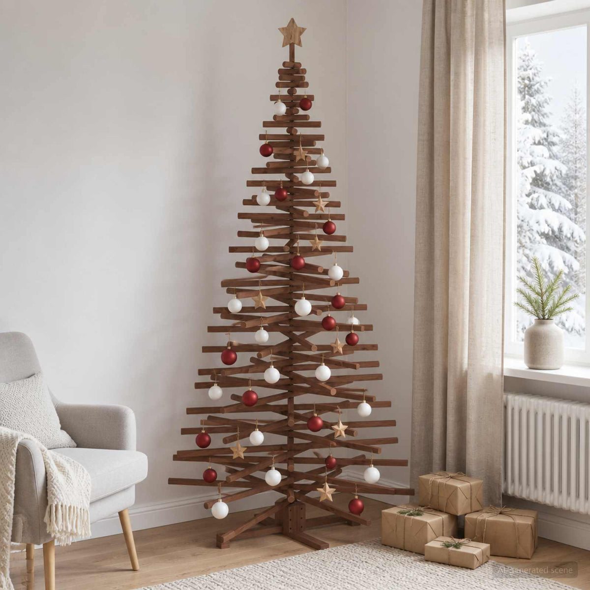 Houten kerstboom KOTKA 210 cm Massief grenenhout