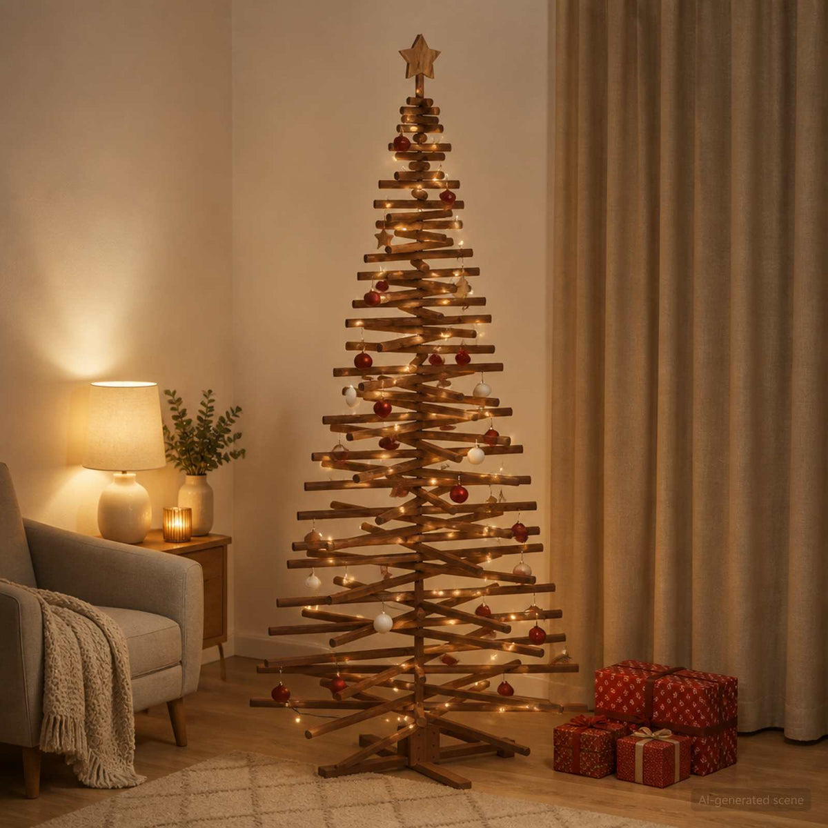 Houten kerstboom KOTKA 210 cm Massief grenenhout