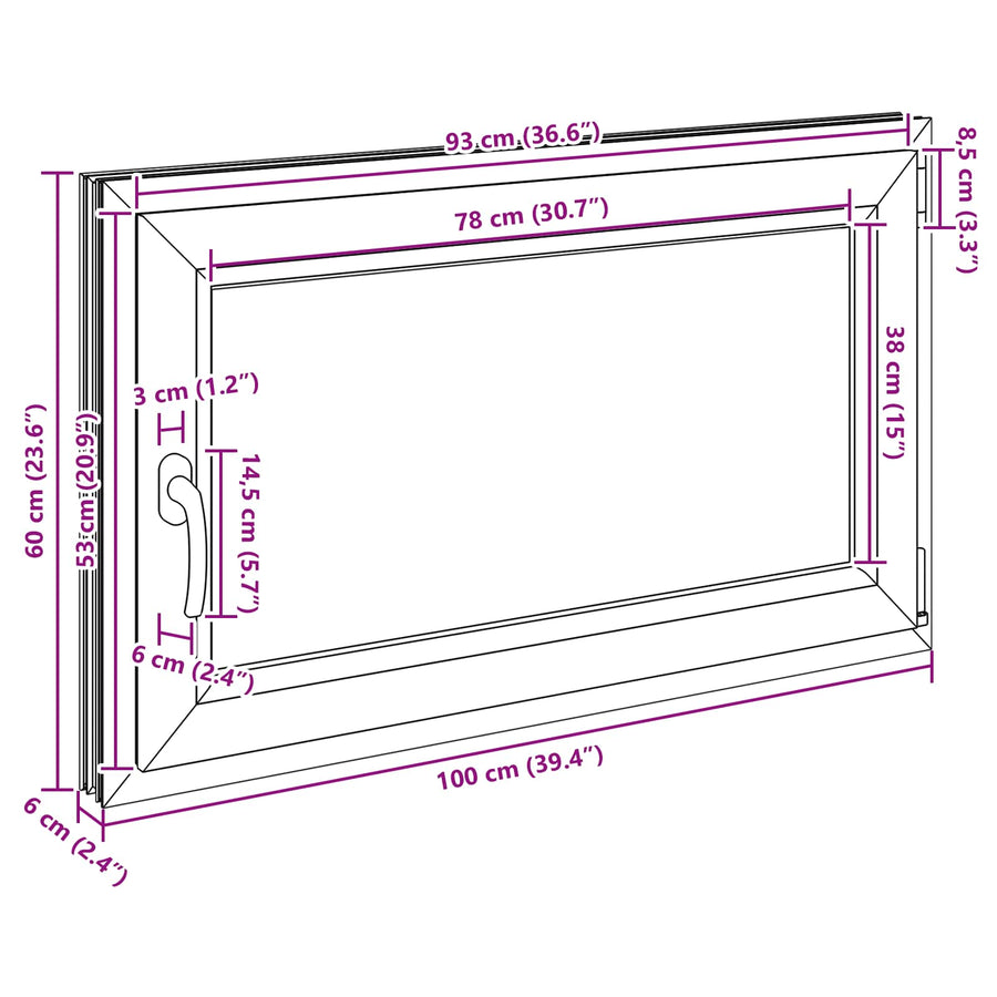 Kelderraam RISOR 100 x 60 cm PVC en glas Wit