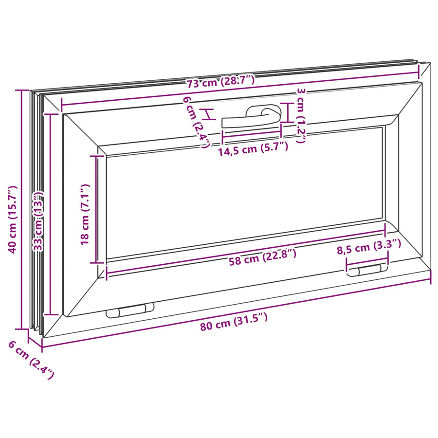 Kelderraam RISOR 80 x 40 cm PVC en glas Antracietkleurig