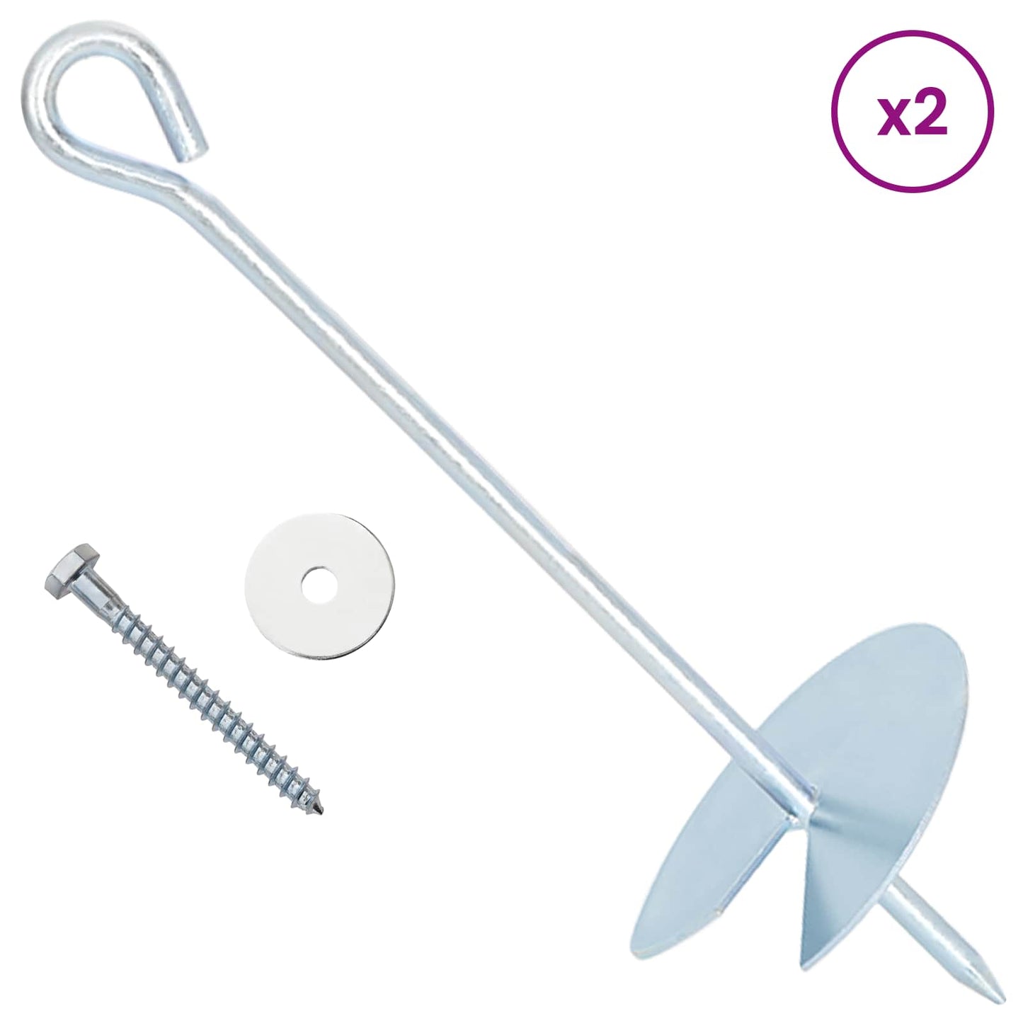 Aardeankers 2 pcs Zilverkleurig Ø10 x 30 cm