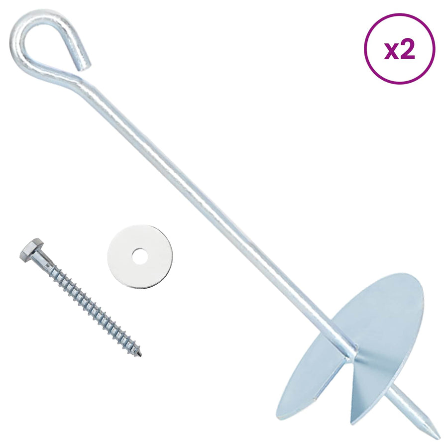 Aardeankers 2 pcs Zilverkleurig Ø10 x 30 cm