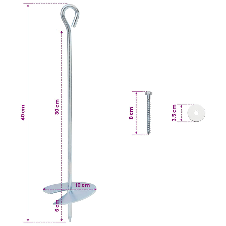 Aardeankers 4 pcs Zilverkleurig Ø10 x 40 cm