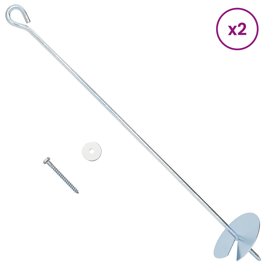 Aardeankers 2 pcs Zilverkleurig Ø10 x 60 cm