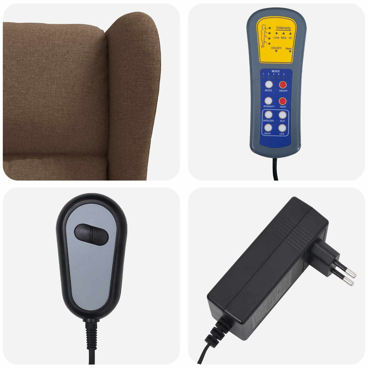 Elektrische massage fauteuil met hoge rugleuning Bruin Stof