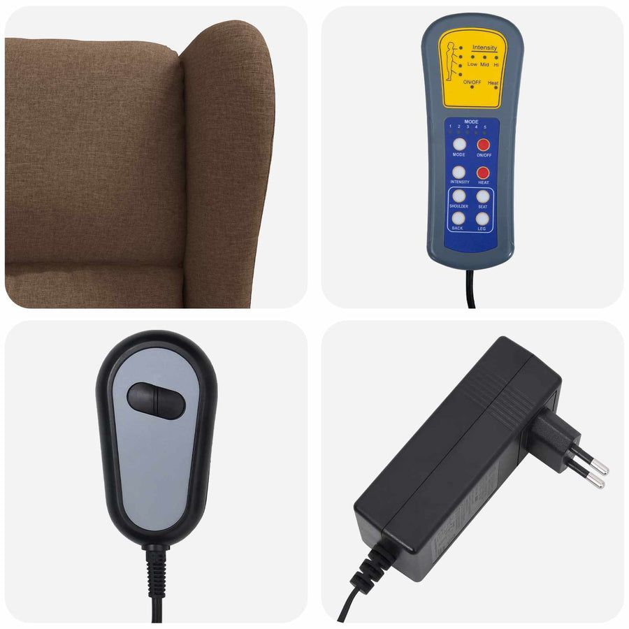 Elektrische massage fauteuil met hoge rugleuning Bruin Stof