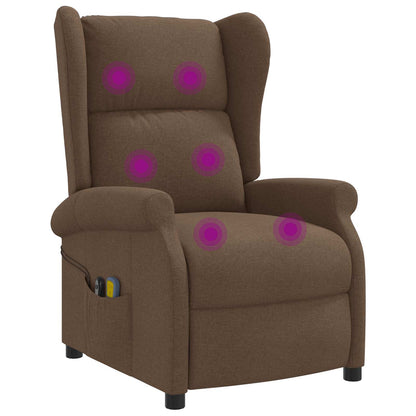 Elektrische massage fauteuil met hoge rugleuning Bruin Stof